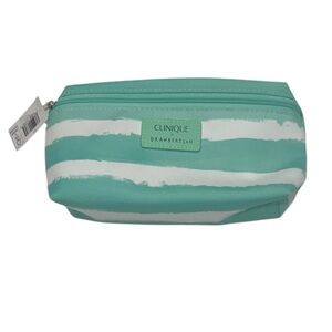CLINQUE Drawbertson Cosmetic Bag Mint Green White NWT